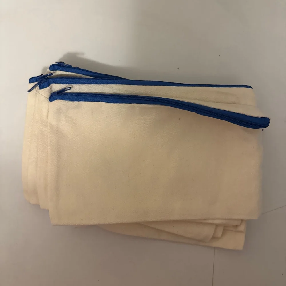 Unbranded Pencil Cases One Size Beige with Green, Pink, Blue Zippers